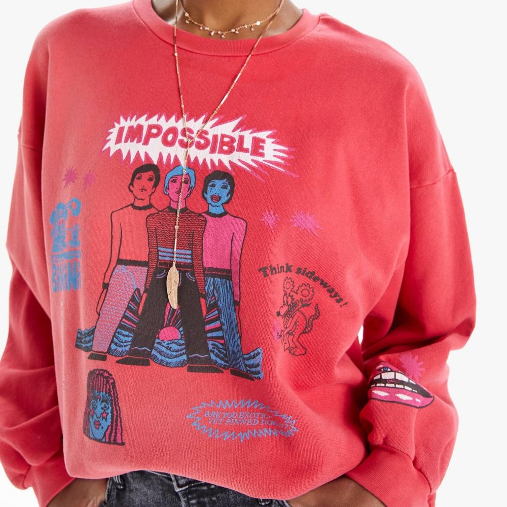 MOTHER The Drop Square Stargazer Cotton Graphic Sweatshirt